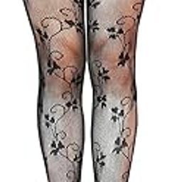 Women's Snake Patterned Tights Fishnet Floral Pantyhose High Waist Stockings-15