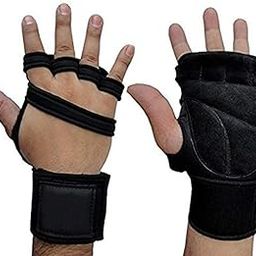 Pro Gym Workout Gym Gloves with Wrist Support Grip and Breathable Glove Design Used for Weight Lifting, Pull Up, Cross fit, Cycling, Driving, Fitness, Gym Training (Leather , Black)-image-62