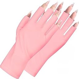 U V Gloves for Nails - UPF200+ High-tech Professional Gloves for Manicures, Anti UVA & UVB 999+ U V Gloves for Gel Nail Lamp Skin Care Fingerless Gloves Prevent Hands from U V Harm (Pink)-image-4