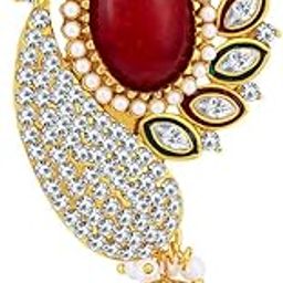 Glamorous Gold Plated Wedding Jewellery Austrian Diamond Brooch For Women (56004BRADM200)-image-16