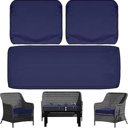 3 Pack Patio Seat Cushions Replacement Covers, Waterproof Outdoor Loveseat Cushion Covers - Anti-slip Wicker Furniture Cushion Covers Fit for 4-Seater Rattan Patio Conversation Sofa Set, 36x18x2-image-16