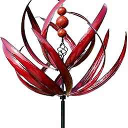 ATORSE Wind Spinner Outdoor Lotus Design Decor Windspinner for Garden Yard Art Path-picture-19