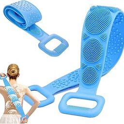 Silicone Body Back Scrubber, Double Side Bathing Brush for Skin Deep Cleaning Massage, Dead Skin Removal Exfoliating Belt for Shower, for Men & Women (Multicolor) (Body Belt)-image-86