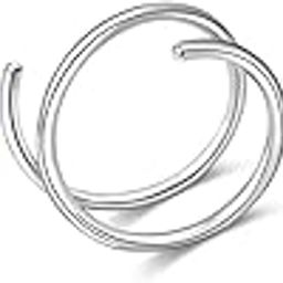 Double Nose Ring for Single Piercing Nose Hoops Nose Rings Studs for Women Hoop Nose Ring, Sterling Silver, No Gemstone-image-50