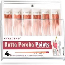 Waldent Gutta Percha Points 4% #20 | Length Marked | Root Canal Filling Material | Sterile & Radiopaque | Dental Endodontic Supplies | Precision Tapered Points | Pack of 120-image-1