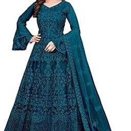 Women's Net Embroidered Semi-Stitched Gown Vedika Gown-New-14