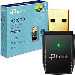 TP-Link Archer T2U Ac600 USB 2.0,433 Mbps WiFi Wi-Fi Speed Wireless Dual Band USB Adapter for Pc,Desktop,Laptop and Tablet(Supports Windows Xp/7/8/8.1/10/11,Mac Os 10.15 and Earlier,Linux,Black-24