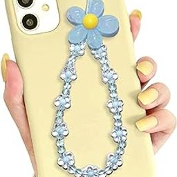 Blue big Crystal clear Acrylic flowers beads bracelet phone charms hangings handmade aesthetic for mobile cover string good luck lanyard cute for women girls kids beaded wrist strap-image-91