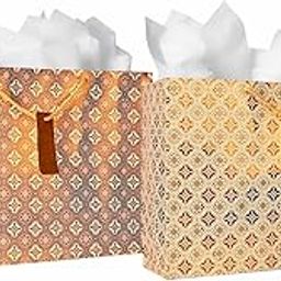 KidsyWinsy Pack Of 5 Copper Foil Gift Bag (Large,16 * 5 * 11 Inches) With Tissue & Thank You Card-Paper Gift Bags | Return Gift Bags For Pooja, Baby Shower, Festive Gifting, Birthday, Wedding-image-10
