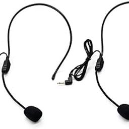 AUEAR 2 Pack Headset Microphone Flexible Wired Boom Standard 3.5mm Connector Jack Black for Voice Amplifier Teachers Speakers Belt Mic Systems Computer-2