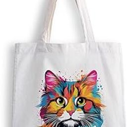 Canvas Tote Bags for Women, College Bag for Girls, Tote Bag for Shopping, Travel & Beach Bags for Women - Cat - D No - 087-image-81