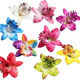 UJEAVETTE 10 Pieces Artificial Silk Orchid Flower Heads for Wedding 9cm-image-57