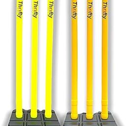 Full Size 32" Heavy Plastic Cricket Stump Set wit Sets,Combo,Singles,Setwith Single (Combo Sets 32", YLW Wkt blk Base+Floro)-image-86