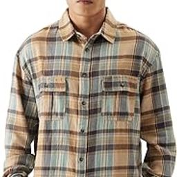 Plaid: Seaport Men and Boys Long Sleeve Button Front Regular Fit Utility Shirts Men's Checked Shirts for Plaid Checkered Casual Formal Men Classic Check Shirt for Men Trendy-image-61