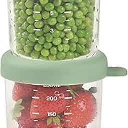 Asitis Nutrition Beaba Set of 2 Glass Conservation Jar - Airtight Baby Food Storage Container with Graduation Measuring Scale - Heat and Thermal Shock Resistant - 250ml - Sage Green & Gazelle-picture-7