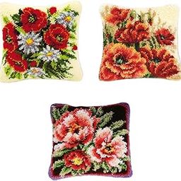 CLUB BOLLYWOOD The Style Sutra 3 Sets Flower Pattern Latch Hook Kit Cushion Pillow Embroidery Package|Crafts | Needlecrafts & Yarn | Rug Making-picture-15