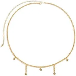 aquastreet Minimalist Golden Beach Bikini Thin Metallic Waist Chain with Star Drops | Body Chain for Women & Girls | Valentine gift for Girlfriend, Wife | Gift for Women-picture-35