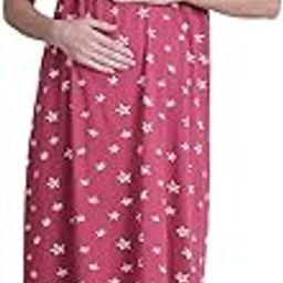 Hosiery Maternity Nighty Printed/Maxi Nighty/Free Size/Feeding/Nursing/Zipper/Tie-Up Belt-10