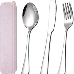 Linist Convenient and Stylish Travel Cutlery Set with Case - Stainless Steel Spoon, Fork, and Knife Set Perfect for Travel, Camping, Office, Includes Portable Carrying Case, Dishwasher Safe- Silver-15