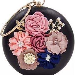 Handicraft Beautiful Flower round clutch bag purse for casual wedding Bag for Women Girls-image-60