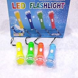 AK Store (Pack of 4) Small Torch with Lanyard for Kids, Plastic LED Flashlight Torch, Beautiful Attractive Good Gift Item, Trending Toys for Kids (Multi Colors)-23