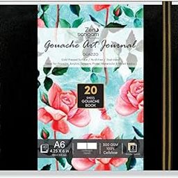 Zen Sangam Premium A6 Spiral Gouache Journal - Landscape - 300 GSM - Cold Pressed Sketchbook - Rough Grain Surface - 20 Sheets (40 Pages) - Size (14.8x10.5cm) - Gouache Book - Black - for Artists-image-2