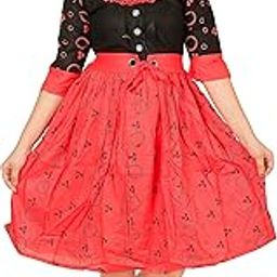 ANG FASHION Girls Rayon Blend Knee Length Casual Dress-image-72