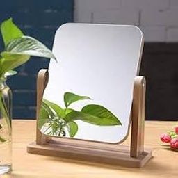 draval Small Wooden Mirror for Bathroom Counter – Compact Shaving & Grooming | Wood Mirror for Dressing Table-image-92