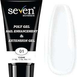 SEVEN STROKES Poly Nail Gel: 30ML Strong Builder for Nails, Color for Extension, Multifunctional Strengthener Hard Gels, Long-Lasting, Easy-to-go Manicure Supplies for DIY at Home Salon-VIP (CLEAR)-image-14