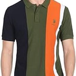 Men's Colour Block Pure Cotton Slim Fit Polo Shirt-image-77