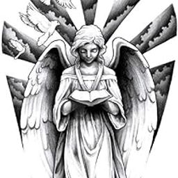 S.A.V.I 3D Temporary Tattoo Roaring Goddess Wings Flying Birds Feather Design, Black, 21 x 15 cm, 10 g-54