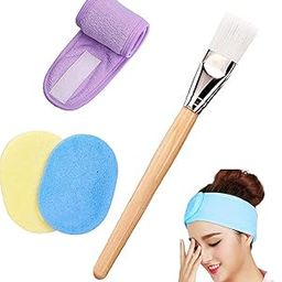 AKADO Professional Face Pack Wooden Brush with Headband and Facial Cleansing Sponge Combo Facial Mask Applicator Brush Cosmetic Foundation Puff Face Cleaning Makeup Remover Tools for Men & Women.-image-13