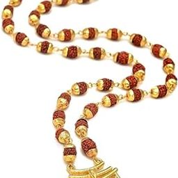 Omniira® Mahakal Rudraksha Mala with Golden Beads | Hindu Religious Necklace for Men & Boys | Powerful Shiv Bhakt Pendant in Devanagari Script | Spiritual Mala-image-77