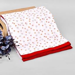 MOM'S HOME Organic Cotton Baby Muslin dohar- 0-3 Year-100x100 cm - Red Hearts-26