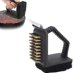 3 in 1 BBQ Grill Brush & Scraper with Stainless Steel Bristles, Scrubber Pad Handle, Multipurpose Grill Cleaner for Porcelain, Ceramic,Gas,Hand Bristles Effortless ScratchFree Cleaner Charcoal Grills-image-59