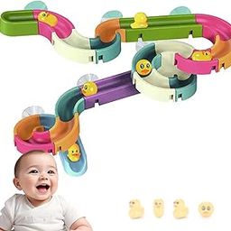 Kidology Small Duck Slide Track Bath Toys, Bathtub Fun Construction Toy Game for Kids, Slide with Tiny Yellow Ducks (30 Pcs Set)-picture-2