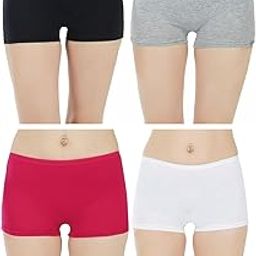 Pure Cotton Seamless Plain Solid Boyshort Panties for Women Underwear Briefs Low-Waist Boyshorts Stylish Undergarments | Boy Shorts for Girls - Multicolor, Pack of 4-image-26