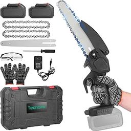 TeqHome Mini Chainsaw, 8 Inch Cordless Mini Electric Chainsaw Battery Powered with 2 Batteries & 2 Chains,Portable Handheld Small Chain Saw for Wood Tree Trimming Branches,Sawzall for Household Garden-image-84