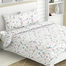 Haus & Kinder King Size Bedsheets for Bed, 186 TC, 100% Cotton Bed Sheet for King Size Bed with 2 Pillow Covers, Color Bedsheet Exotic Wings-picture-3