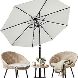 THESHELTERS 10ft Solar Led Garden Outdoor Umbrella with Stand, Sturdy Outdoor Big size Umbrella for Poolside, Lawn, Balcony, Terrace, Restaurant, UPF50+ UV Protection with Push Button Tilt-picture-25