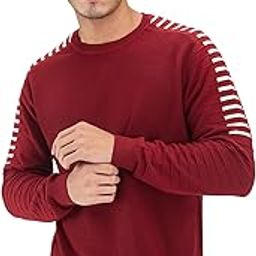 Men Solid Orange Regular Fit Full Sleeves Sweater-10