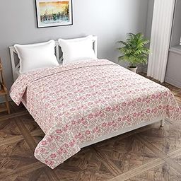 310 TC Glace Cotton King Size Duvet Cover || Comforter Cover || Rajai Cover || Blanket Cover || Quilt Cover Double Bed with Zipper (90" × 100" inch,Multicolour) (Pink, Queen)-image-56