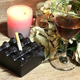 PURI - Aluminium Cigar/Cigarette Ashtray,9 GRIDS, Windproof Tabletop, Black Matt Finish - Hand Crafted in India-image-74