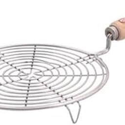 Helemix Spiral Roti Jali with Wooden Handle – Stainless Steel Phulka Papad Roaster with Legs for Gas Stove | Circular Wire Grill Rack for Flame Roasting | Traditional Indian Tandoor Jali-image-99