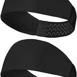 ReDesign Apparels Performance Headband for Men,Women - Running, Cycling, Yoga, Tennis, Badminton & Other Sports (Multiple Colors) (Black Plain Combo)Nylon, Silicone, Spandex, Polyester Blend, Cotton-image-19