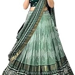 Women's Trending Designeer Tussar Silk Lehenga Choli Print with Foil Work With Unstitched Blouse Patola Print Adorned with Foil Work For Navrati || Weddings-image-62