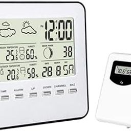 UJEAVETTE Digits LCD Display Humidity Temperature Clock Thermometer Barometer Clock-46