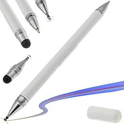 3-in-1 Stylus Pen - Silicon Fine Point Disc Tip, Round Tip, Ballpoint for All Touchscreens Devices iOS, Android Mobile Phones, Tabs, Pads - White-12
