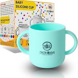 ZoZoBaa Silicone Baby Drinking Open Cup with Two Handles | Multipurpose Tiny Cups for Infant's First Stage Training | Bpa-Free, Unbreakable Non Sippy Cup for Toddlers (Mint Green)-picture-10