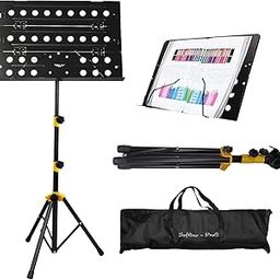 Softline Pro SP22-Y Foldable Music Notation Sheet Stand 2 Steps Height Adjustable With Carry Bag (Black & Yellow)-3
